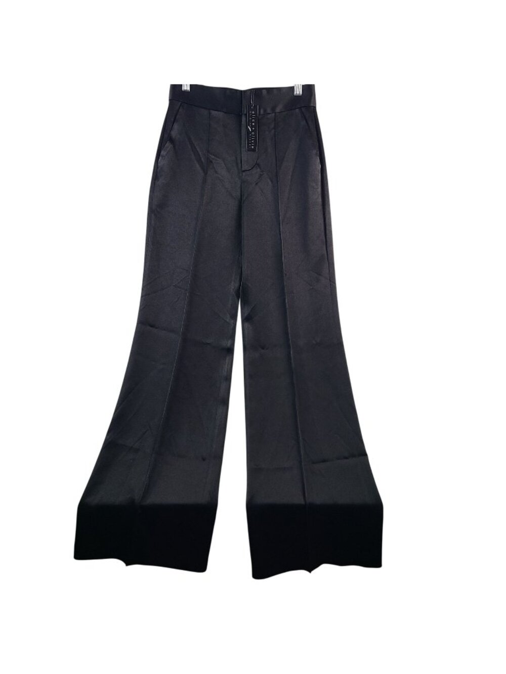 NEW Alice + Olivia Black Wide-Leg Satin Pants Size 2 MSRP $395